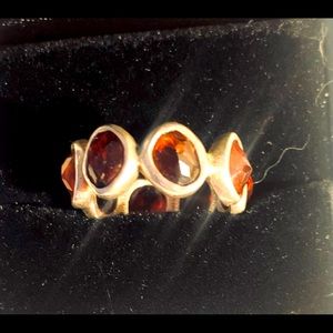 Garnet and silver infinity ring